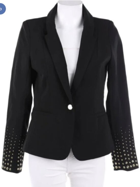 Zara Jackets & Blazers - Zara Black Single-Button Blazer with Stud Embellished Cuffs